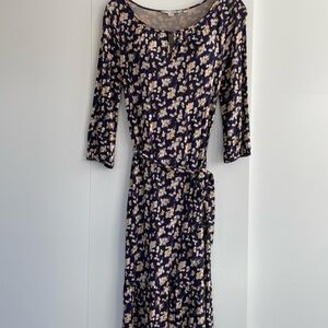 Boden Navy and Cream Floral Long Sleeve Dress